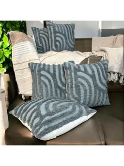 LUSHLYF - Sage Stripes Tufted Cushion Cover Cotton Slub Decorative (Pack of 5)