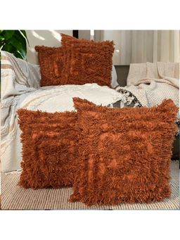 LUSHLYF - Terracotta Bliss Shaggy Cushion Cover Plush Tufted Texture Cozy Boho & Rustic (Pack of 4)