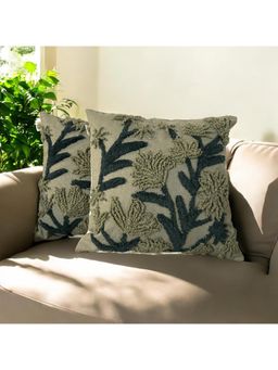 LUSHLYF - Verdant Vines Tufted Cushion Cover Intricate Green Tufted Design (Pack of 2)
