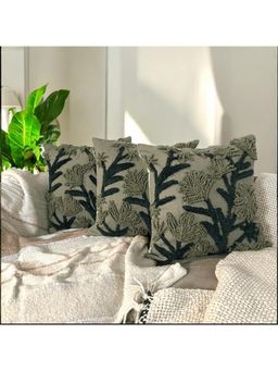 LUSHLYF - Verdant Vines Tufted Cushion Cover Intricate Green Tufted Design (Pack of 3)