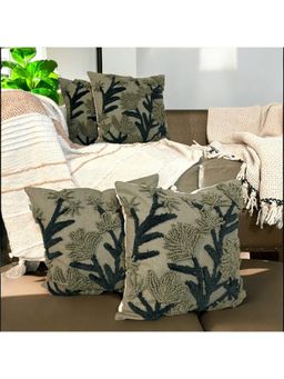 LUSHLYF - Verdant Vines Tufted Cushion Cover Intricate Green Tufted Design (Pack of 4)