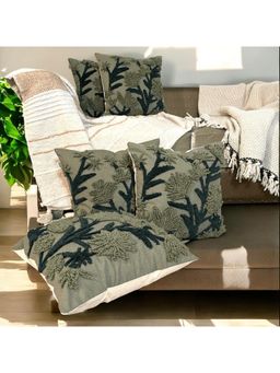 LUSHLYF - Verdant Vines Tufted Cushion Cover Intricate Green Tufted Design (Pack of 5)