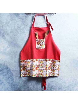 Wonderchef - Como Apron With Floral Print - Red