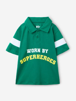 The Souled Store - Originals : Superhero Boys Polo T-Shirt Green