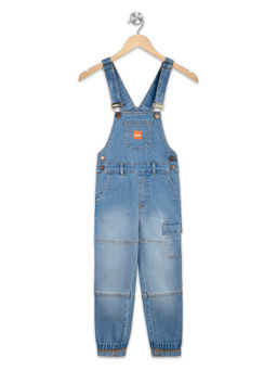 Olele - Full Length Light Blue Denim Dungaree with Elastic Bottom Hem
