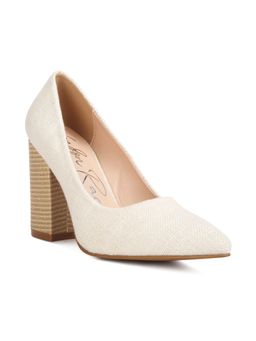 London Rag - Wide Fit Chic Block Heel Pumps In Off White