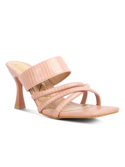 London Rag - Blush Criss Cross Strap Spool Heel Sandals
