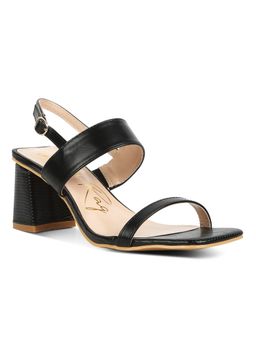London Rag - Black Solid Block Heel Sandals