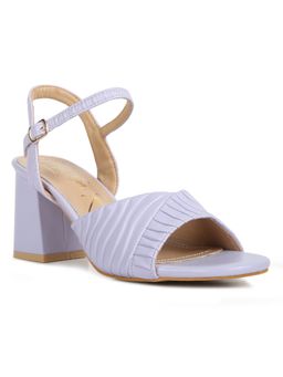 London Rag - Purple Pleated Strap Block Heel Sandals