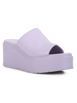 London Rag - Lilac Chunky Slip On Wedges