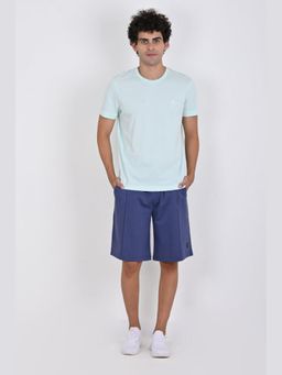 Muvazo - Blue Polycotton Comfortable Solid Shorts