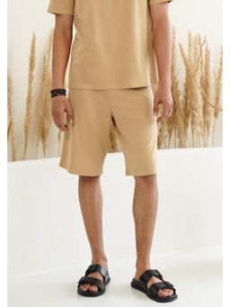 Muvazo - Brown Cotton Relaxed Solid Shorts