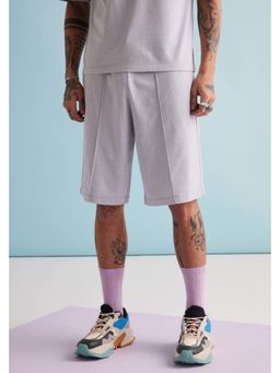 Muvazo - Grey Polyester Relaxed Solid Shorts