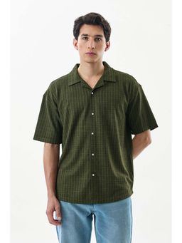 Snitch - Olive Stripes Half Sleeves Boxy Shirt