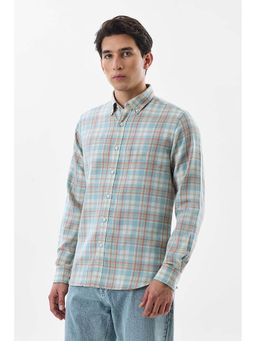 Snitch - Light Blue Plaid Full Sleeves Slim Casual Shirt