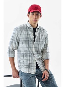 Snitch - Off-White Plaid Full Sleeves Regular Casual Shirt