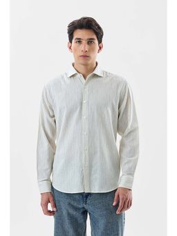 Snitch - Off-White Stripes Full Sleeves Slim Casual Shirt