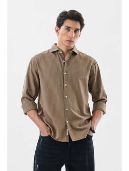 Snitch - Brown Stripes Full Sleeves Slim Casual Shirt