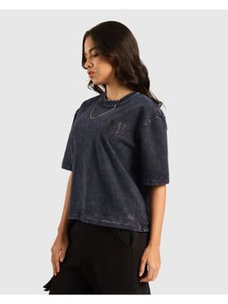 Musclemind - Grunge Washed Oversized Tee Navy Blue