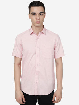 JadeBlue - Men Rose Pink Cotton Slim Fit Printed Casual Shirt