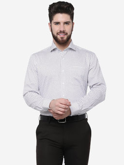JadeBlue - Men White Cotton Slim Fit Printed Formal Shirt