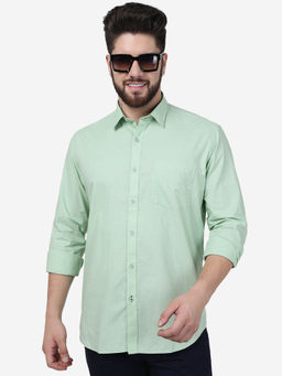 Greenfibre - Men Green Cotton Regular Fit Printed Casual Shirt