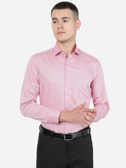 Greenfibre - Men Pink Poly Viscose Slim Fit Printed Formal Shirt