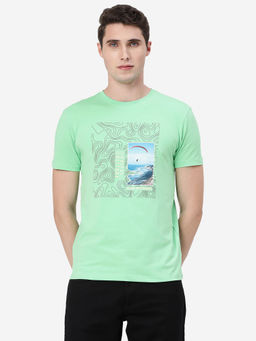 JadeBlue - Men Irish Green Cotton Slim Fit Printed T-Shirt