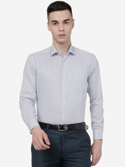 JadeBlue - Men Solid Cotton Regular Fit Textured Formal Shirt