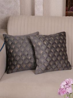 HOME 360 - Grey Velvet Abstract Cushion Cover (Pack of 2)