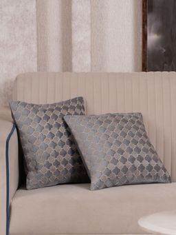 HOME 360 - Grey Velvet Abstract Cushion Cover (Pack of 2)