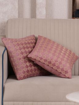 HOME 360 - Peach Velvet Abstract Cushion Cover (Pack of 2)