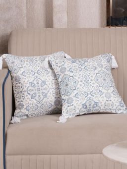 HOME 360 - Blue Polycotton Floral Cushion Cover (Pack of 2)