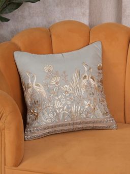 HOME 360 - Blue Polycotton Floral Cushion Cover