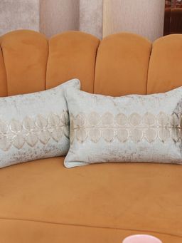 HOME 360 - Blue Satin Abstract Cushion Cover (Pack of 2)