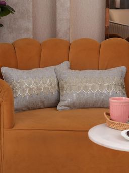 HOME 360 - Silver Satin Abstract Cushion Cover (Pack of 2)