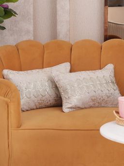 HOME 360 - Taupe Satin Abstract Cushion Cover (Pack of 2)