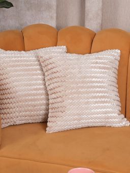 HOME 360 - Beige Satin Quirky Cushion Cover (Pack of 2)