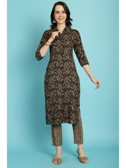 Rajnandini - Women Black Rayon Paisley Kurta with Pant (Set of 2)