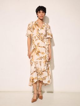 ONLY - Multi-Color Floral Wrap Midi Dress