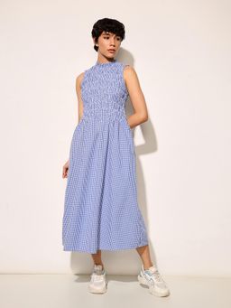 ONLY - Blue Checked Maxi Dress