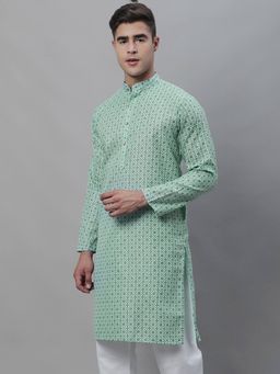 SOJANYA - Green Cotton Linen Festive Kurta