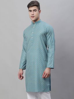 SOJANYA - Blue Cotton Linen Festive Kurta