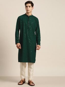 SOJANYA - Green Cotton Festive Kurta