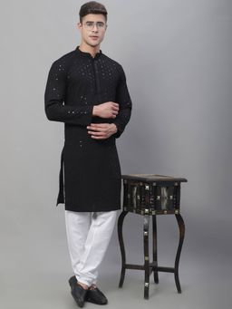 SOJANYA - Black Cotton Festive Kurta with Pyjama