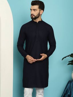 SOJANYA - Navy Blue Cotton Festive Kurta