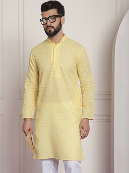 SOJANYA - Yellow Cotton Festive Kurta
