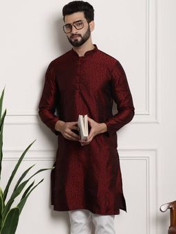 SOJANYA - Maroon Silk Blend Festive Kurta