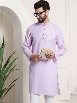 SOJANYA - Purple Cotton Blend Festive Kurta