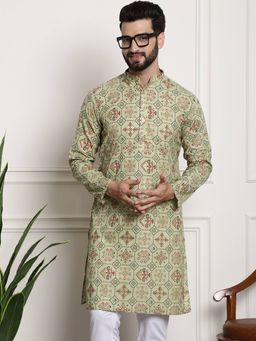 SOJANYA - Green Cotton Linen Festive Kurta